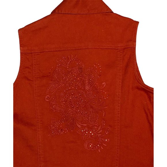 Chico’s Platinum Rust Color Sleeveless Button Vest Size 1 (Medium) Front Pockets - Picture 5 of 6